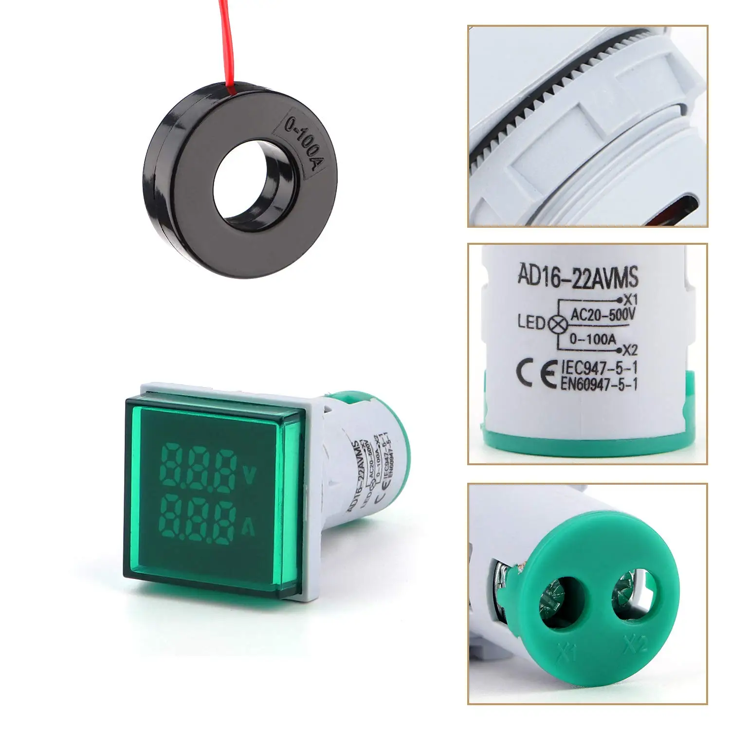 AC 20-500V 0-100A Mini Multimeter LED Dual Display Voltmeter Ammeter Voltage and Current Meter Teste