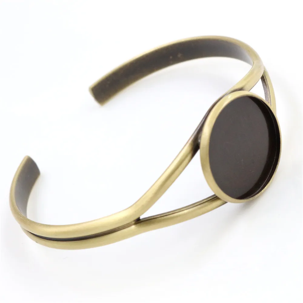 20mm 7 Colors Plated V Shape Bangle Settings Bracelet Cabochon Base Cameo Blank Bezel Tray High Quality Accessories