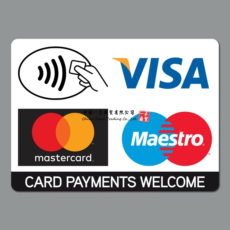 Contactless Card Payments Sticker Credit Card Taxi Shop Visa Mastercard