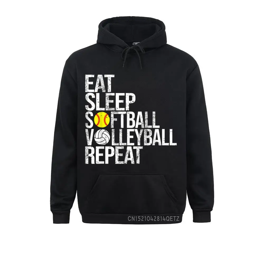 Eat Sleep Softball Volleyball Repeat Funny Ball Chic Long Sleeve Hoodies Cozy Men Sweatshirts Unique Hoods 2021 Discount