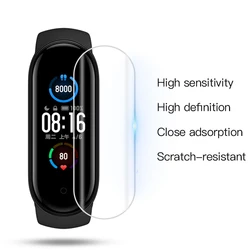 Protetores de tela hidrogel macio para Xiaomi Mi Band, película protetora, relógio inteligente, pulseira, acessórios, 6, 5, 4, 3