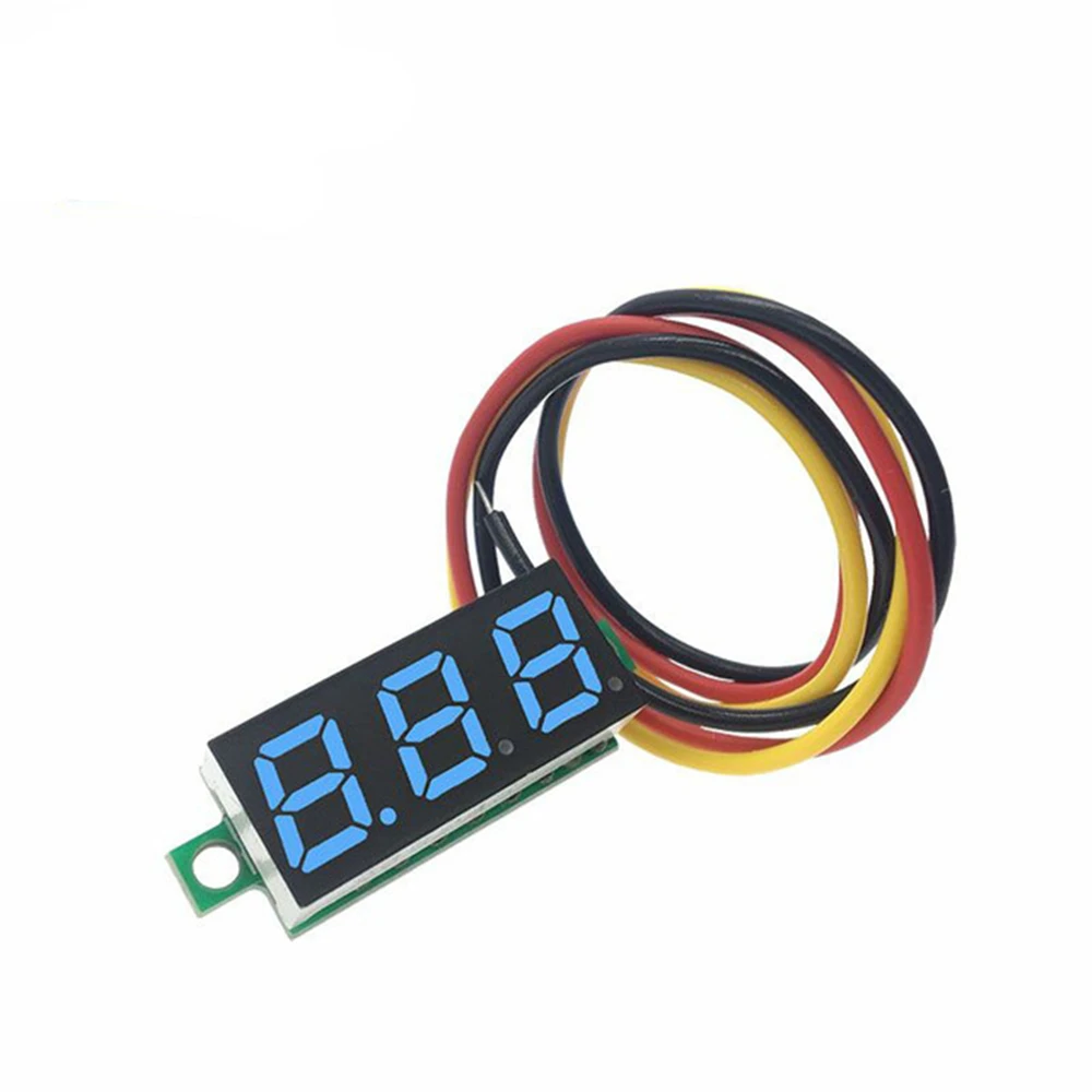 3-Wire Adjustable Voltmeter DC 0V-100V Digital LED 0.28 Inch Voltage Meter Power Volt Tester Detector for Auto Car With Red Blue