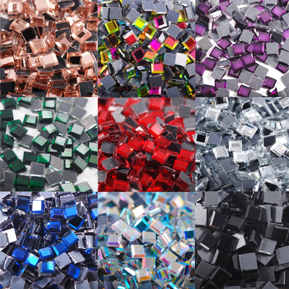 5MM Hot Fix Rhinestones The Shape Of Square Glass Stone Glue-Back Iron On Rhinestone Crystal For Clothes 200Pcs/Bag