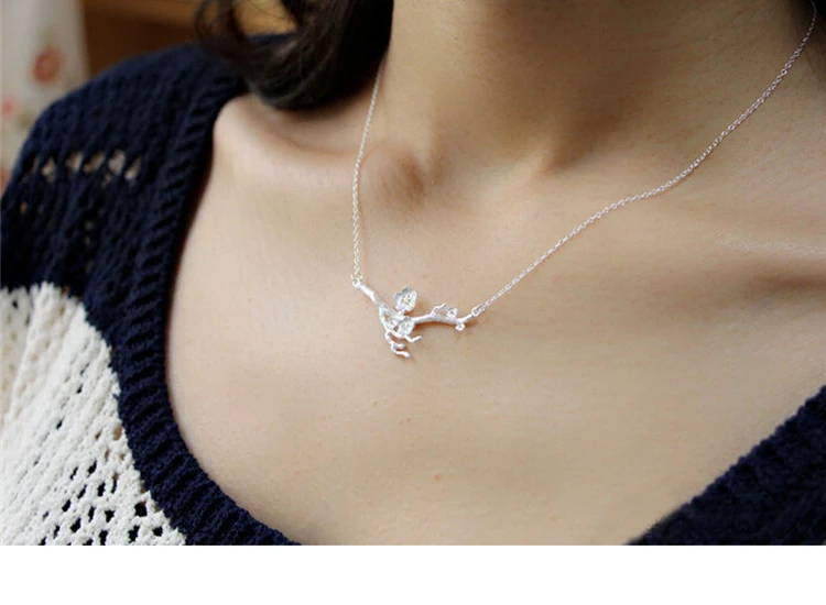 925 Sterling Silver  branches flower Necklaces & Pendants For Women High Quality Sterling-silver-jewelry