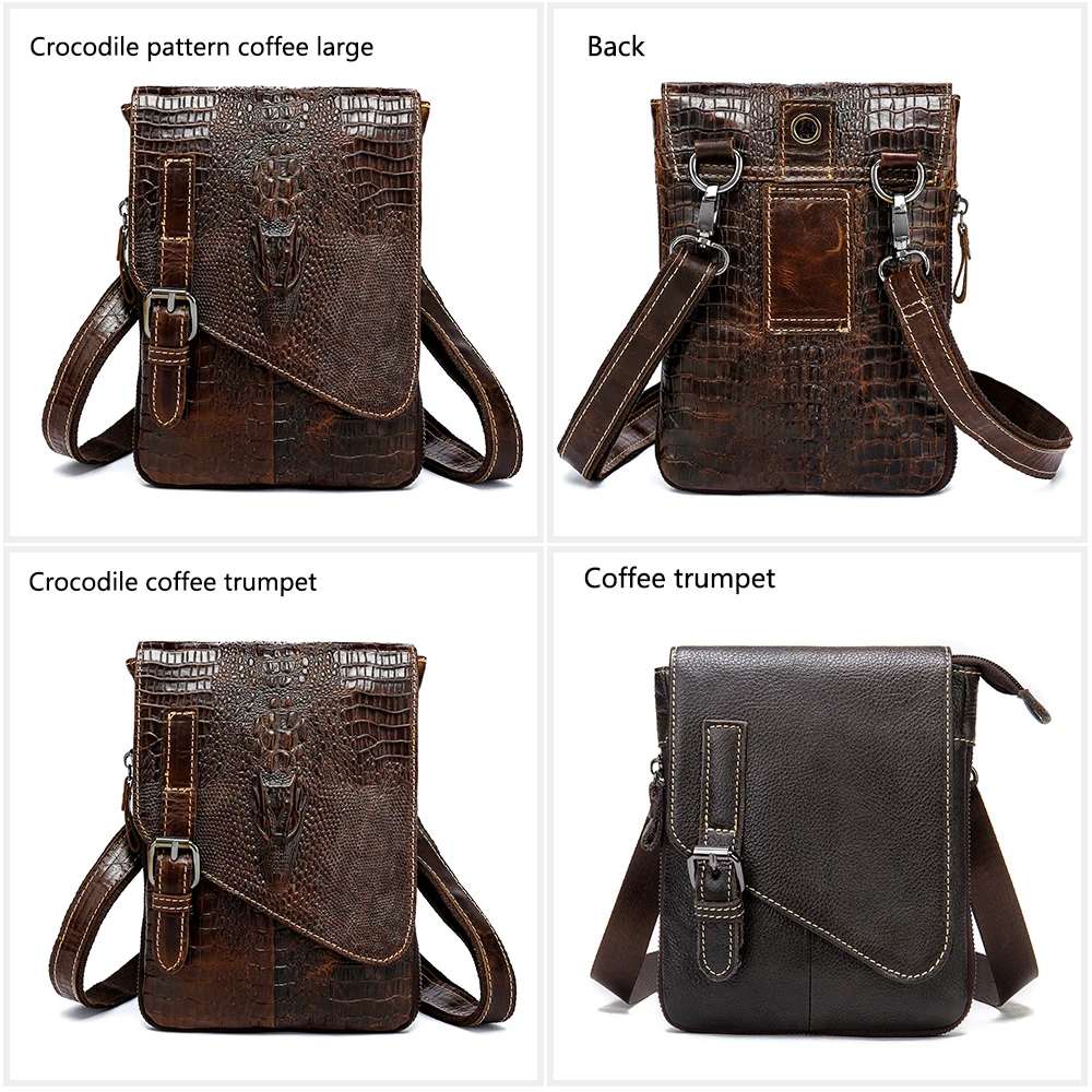 Imagem -02 - Westal Pacotes de Bolsas de Cintura dos Homens de Couro Genuíno Homem Mensageiro Bolsa Crossbody Bolsa de Couro do Couro de Crocodilo Padrão de Design Masculino 8000