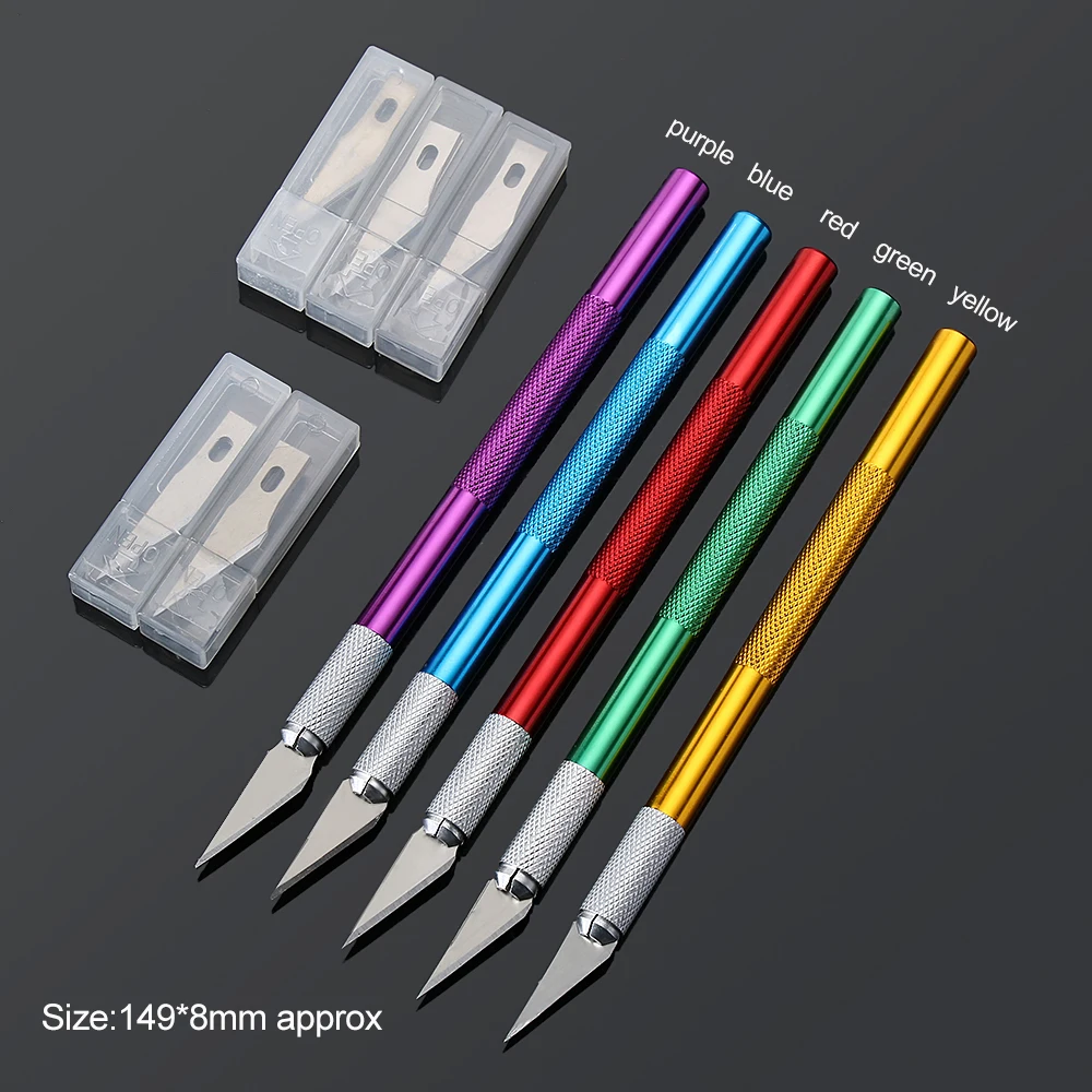 Multi-color Engraving Cutter With 6pcs Blade Non-slip Knife Metal Scalpel DIY Sculpture Carving Crafts Pastry Tools Accessories