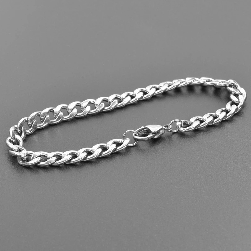 Rainbow/Silver Color Link Chain Necklace For Women Men Accessories Stainless Steel Necklaces Bracelets Fashion Jewelry 20-90 cm