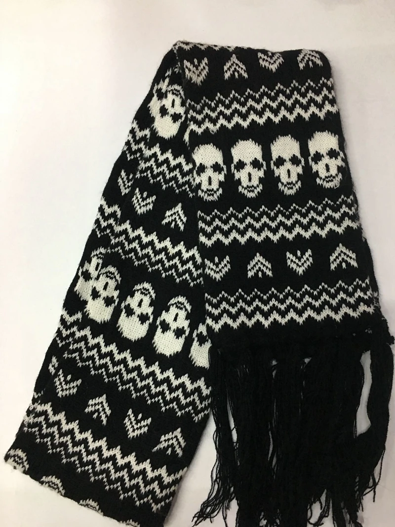 Dragon Skull Scarf Unisex Women Man Winter Knitted Pashmina Shawl
