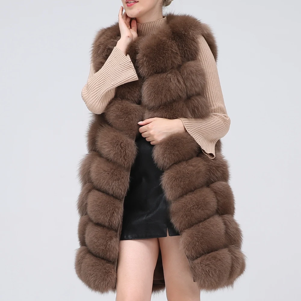 

Fashion Natural Real Fox Fur Vest Jacket Coat Gilet Women Short Sleeveless Winter Thick Warm Genuine Fox Coats Free Shipping