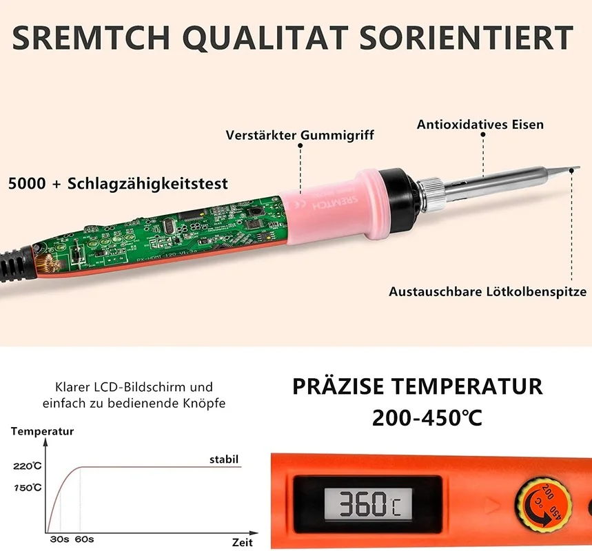 80W 납땜 인두 키트 조정 가능한 온도 110V/220V LCD 솔더 용접 도구 세라믹 히터 납땜 팁 디 솔더링 펌프