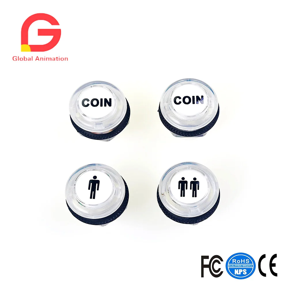 4 Pcs/Lot 5V LED Illuminated Push Button 1P / 2P Player Start Buttons + 2x Coin Buttons for MAME & JAMMA , Fighting Game