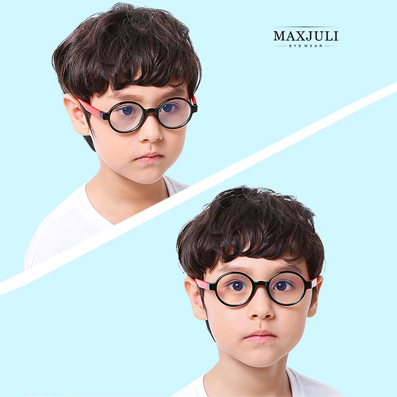 MAXJULI Kids Round Blue Light Blocking Glasses Oval Clear Spectacles Computer Digital Boy Girls Children UV Protect Glasses 6611