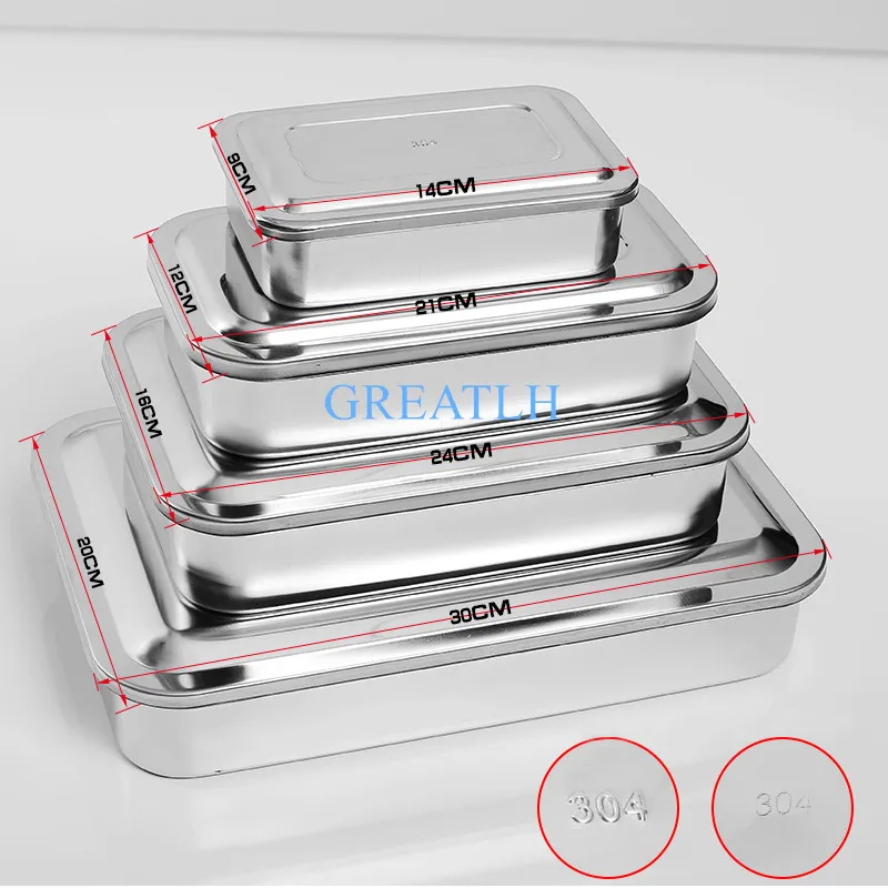 

304 thick Stainless steel Sterilization tray box square plate without hole cover surgical instruments