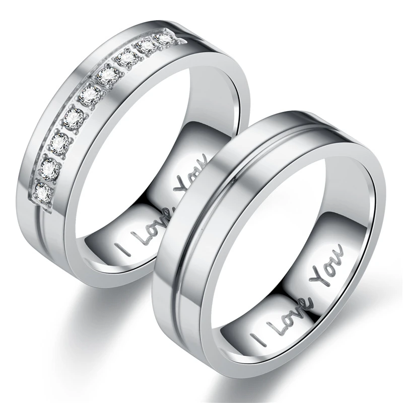 Wedding Rings for Women Men Couple Promise Band Stainless Steel Anniversary Engagement Jewelry Alliance Bijoux