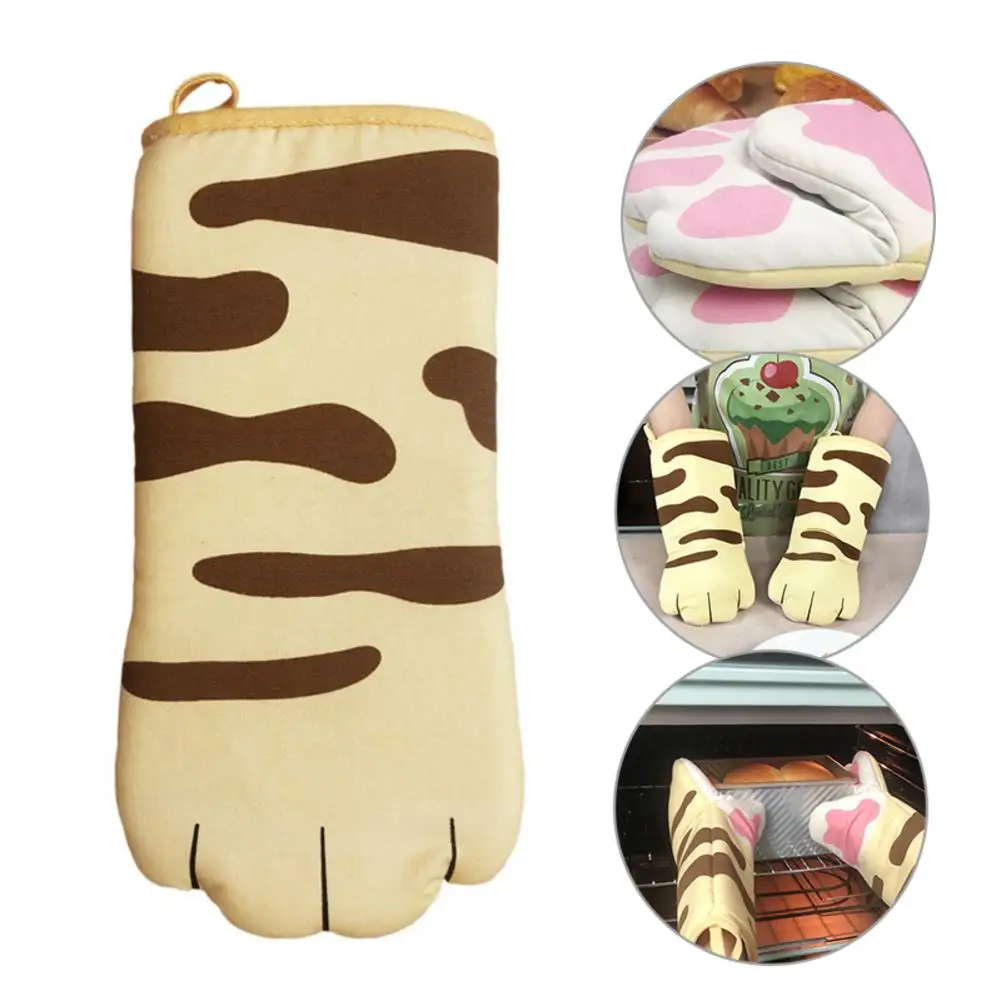 3D Cartoon Animal Print Mitt Heat Insulation Oven Glove Anti-Scald Cotton Glove Perfect For Microwave Oven And Baking