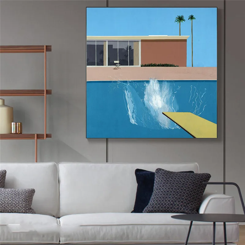 

David Hockney Bigger Splash Canvas Painting Posters Prints Quadros Wall Art Picture For Living Room Decoration Cuadros Unframed