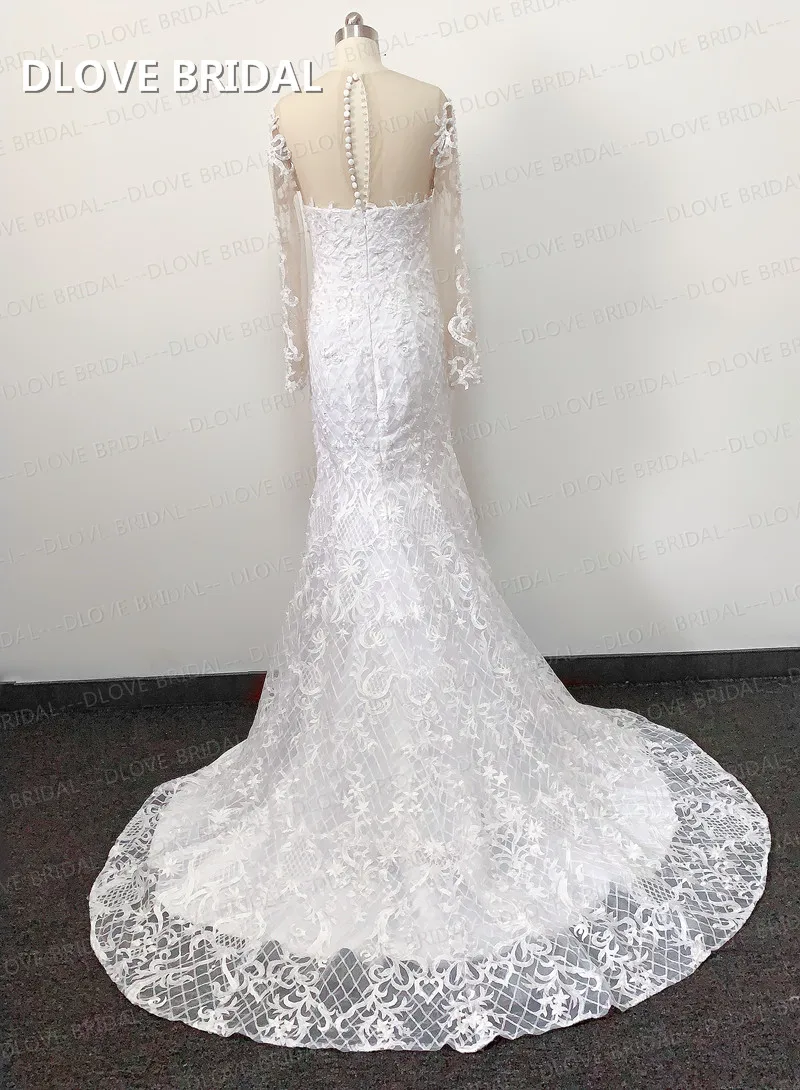 Afneembare Trouwjurk Lange Mouwen Bruidsjurken Factory Custom Hoge Kwaliteit Gown Real Foto 'S