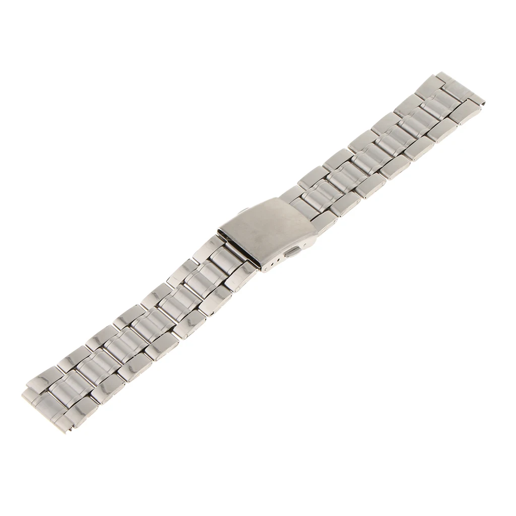 Silver Heavy Strap Brushed Solid Stainless Steel Watch Bands 18mm 20mm 22mm