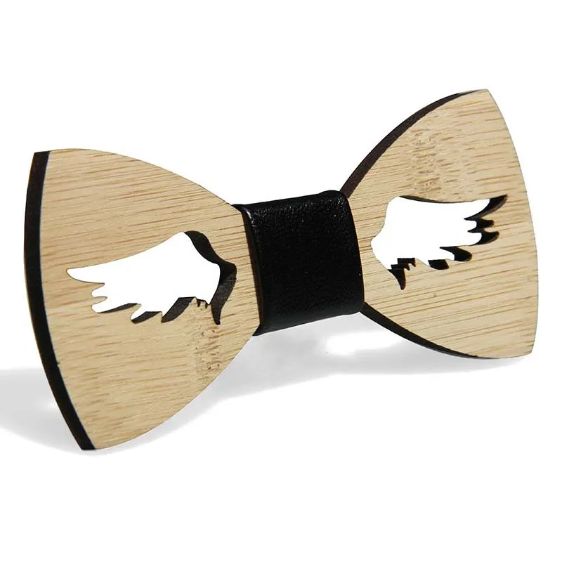 New Men\'s Classic Bamboo Wood Fashion Bow Ties Laser Cut Wooden Boys Hollow Butterfly Bow knots Gravatas Cravat For Man ties