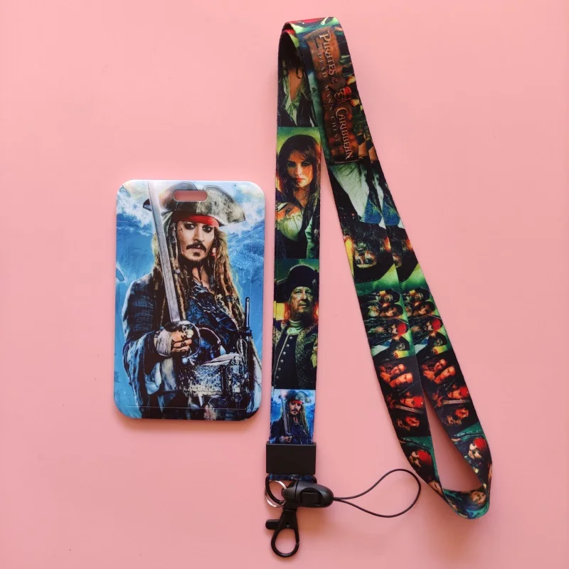 Disney Pirates Of The Caribbean Card Case Lanyard ID Badge Holder Bus Pass Case Cover Slip Bank Credit Card Holder Strap Card