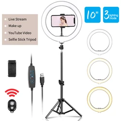 Anneau lumineux LED de 10 pouces avec trépied, éclairage annulaire pour photographie, Selfie, Smartphone, Youtube, maquillage, vidéo