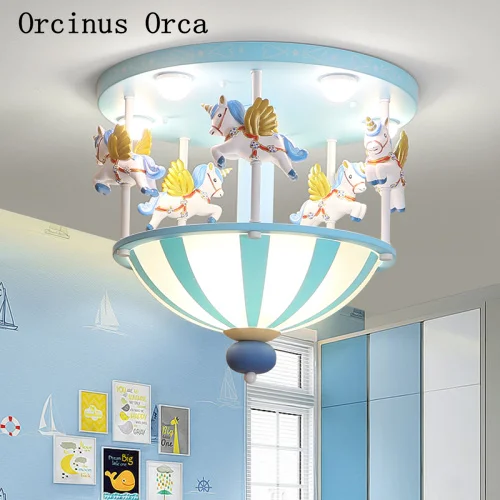 Cartoon creative circus pink ceiling light Boy Girl Bedroom children\'s room light romantic cute pony ceiling light