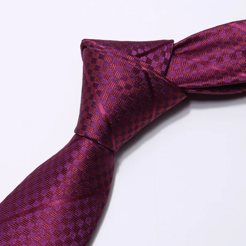 2024 Brand New Fashion di alta qualità da uomo 7CM Plaid scuro vino rosso cravatta da sposa abito formale cravatta da festa per regalo maschile