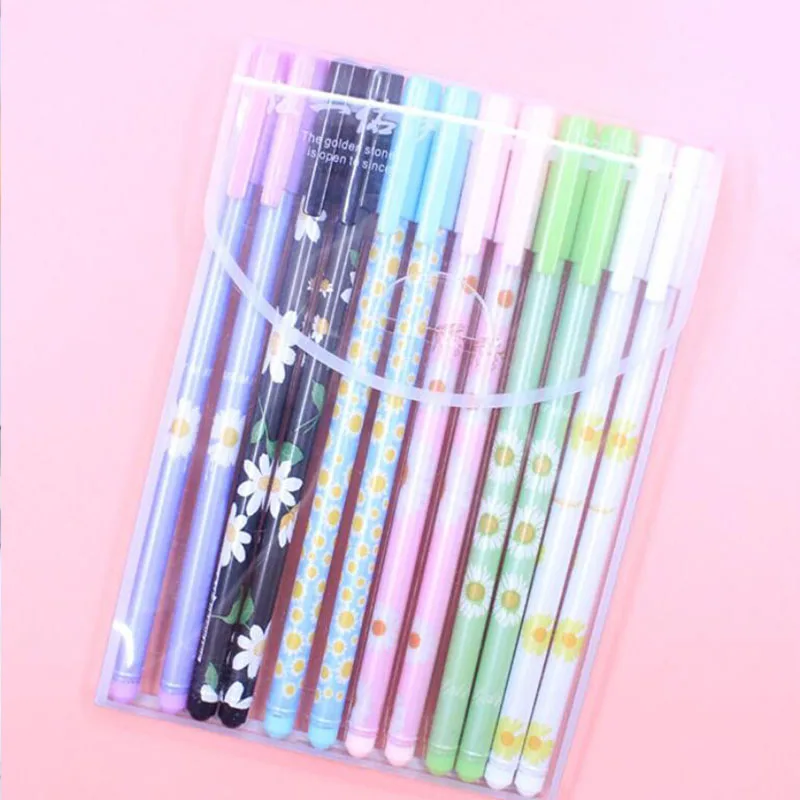 60 pcs/lot Fresh Avocado Daisy Gel Pen Set Kawaii 0.5mm Black Ink Neutral Pens Promotional Gift Stationery School Supplies