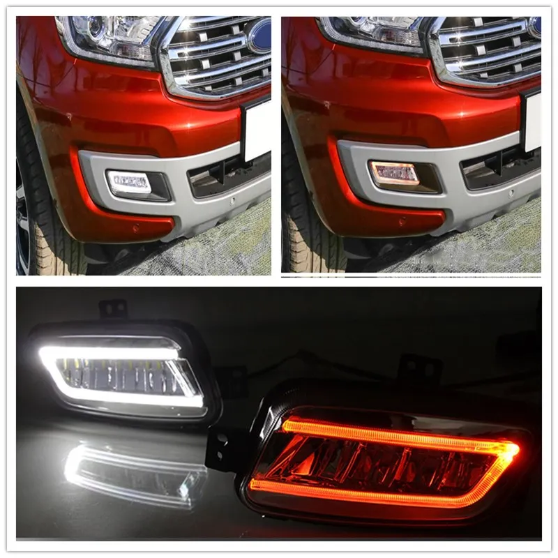 

2PCS LED Daytime Running Light Fit For Everest 2016 - 2019 Yellow Turn Signal Relay Waterproof 12V DRL Fog Lamp Decoration