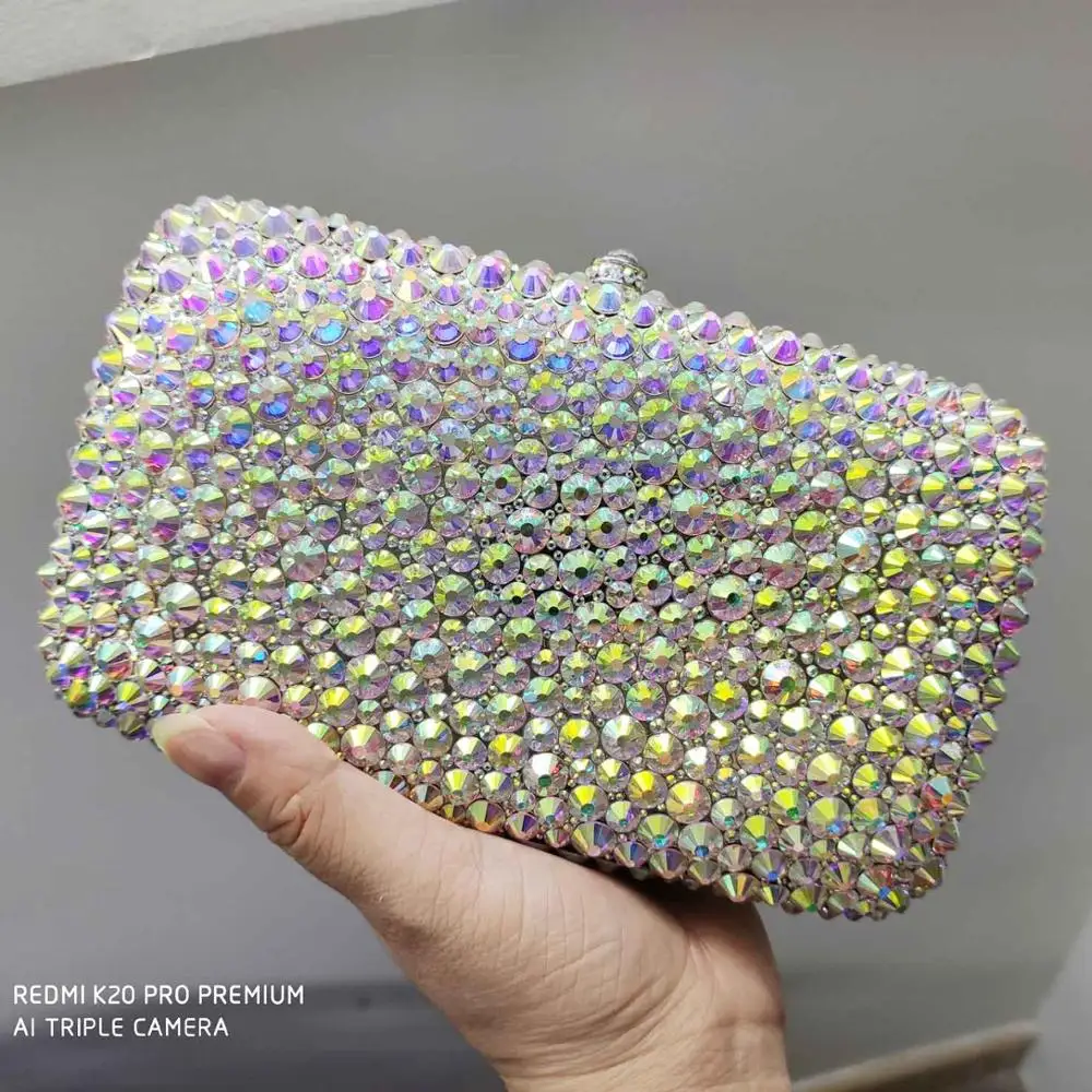 Luxury Crystal Bags AB Silver Clutch Purse Customized Name Evening Bags Add Letters Diamond Purse Handbags SM20
