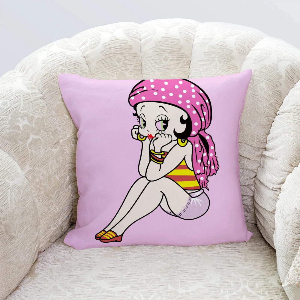 Cute cartoon girl cute ins pillow cover living room sofa cushion square pillow cover 45x45 pink throw pillow  home decore