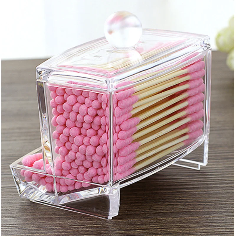 

Transparent Clear Acrylic Holder Box Cotton Swabs Stick Storage Container Cosmetic Makeup Storage Case Boxes