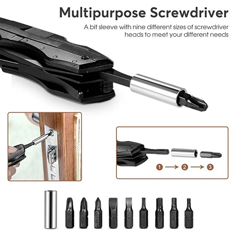 1 pz EDC pinze pieghevoli Multitool Pocket EDC campeggio sopravvivenza all\'aperto caccia cacciavite Kit bit coltello apribottiglie strumento manuale