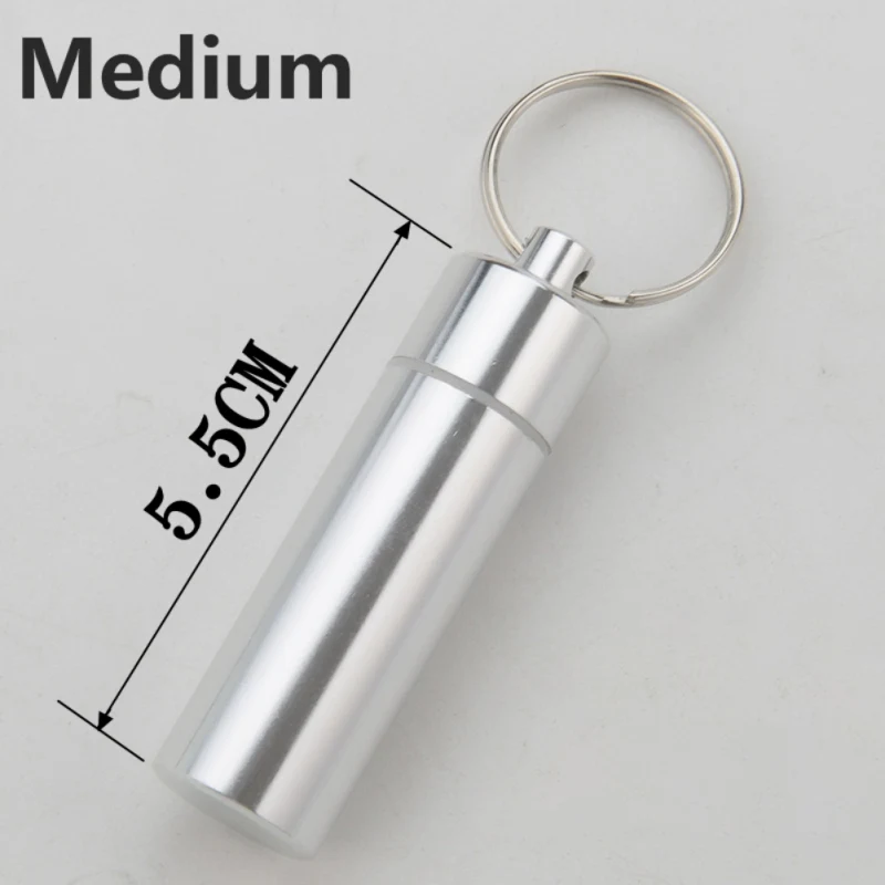 Waterproof Aluminum Pill Box Case Bottle Cache Drug Holder for Traveling Camping Container Keychain Medicine Box Health Care