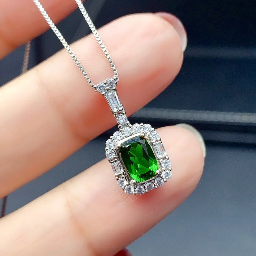 Sterling Silver 925 Emerald Diamonds Necklaces & Pendants Wedding for Women Christmas Silver Wedding Necklaces for Jewelry