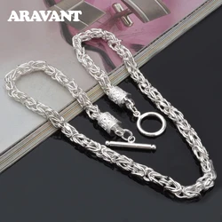 Aravant 925 Silver 10mm 18 Inch Chain Necklace For Men Women Charm Wedding Fashion Jewelry
