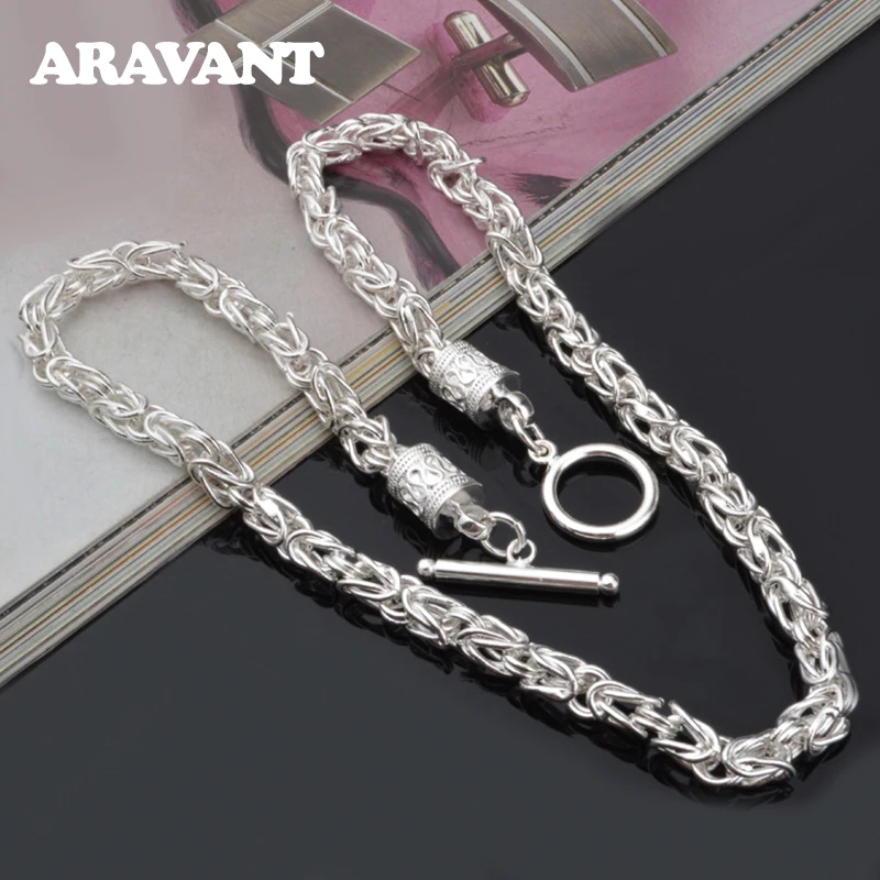 Aravant 925 Silver 10mm 18 Inch Chain Necklace For Men Women Charm Wedding Fashion Jewelry