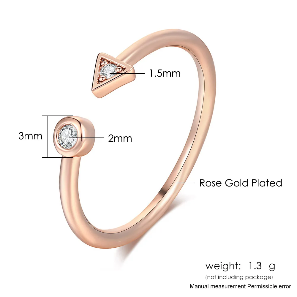 ZHOUYANG Dainty Ring For Women Girls Simple Geometric Arrow Rose Gold Color Open Finger Ring Daily Gifts Fashion Jewelry R922