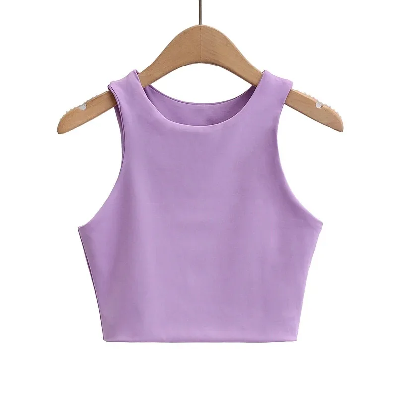 2024 Summer Fashion Women Sexy Slim Tops O-neck Sleeveless Double Nylon Ladies Good Quality Tank Tops 6 Colors