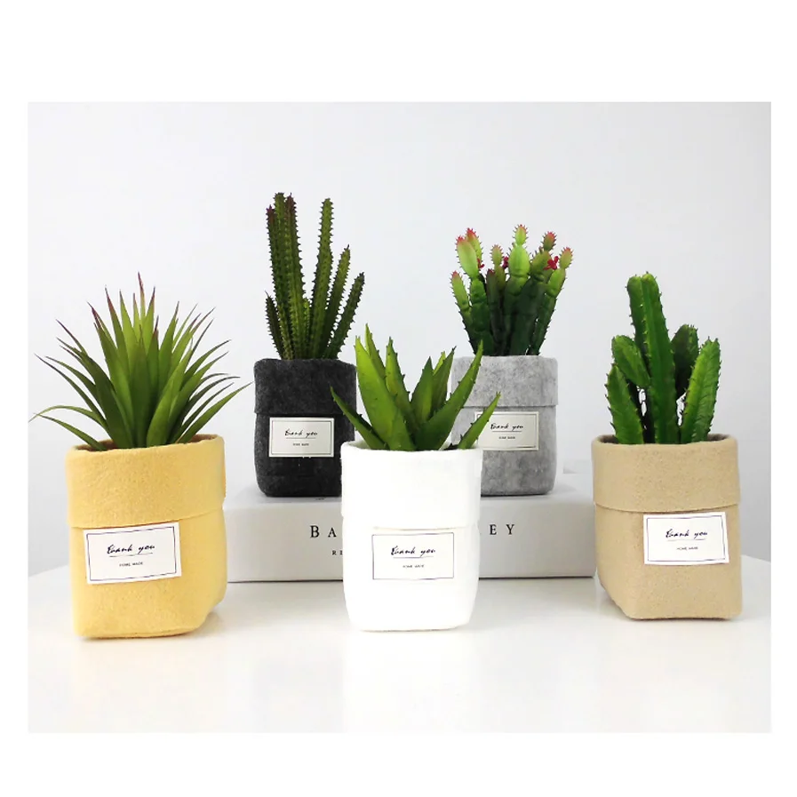 

New Wihte Black Khaki Mini Succulents Planter Pot Letters Print Felt Flower Pots Home Desktop Flowerpot for Flower/Green Plant