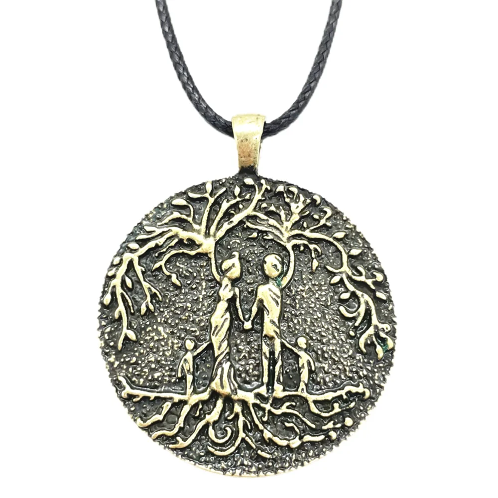 Family Tree Of Life Yggdrasi Pendant Father Mother Kids Relationship Wicca Pagan Amulet Vintage Necklace Dropshipping