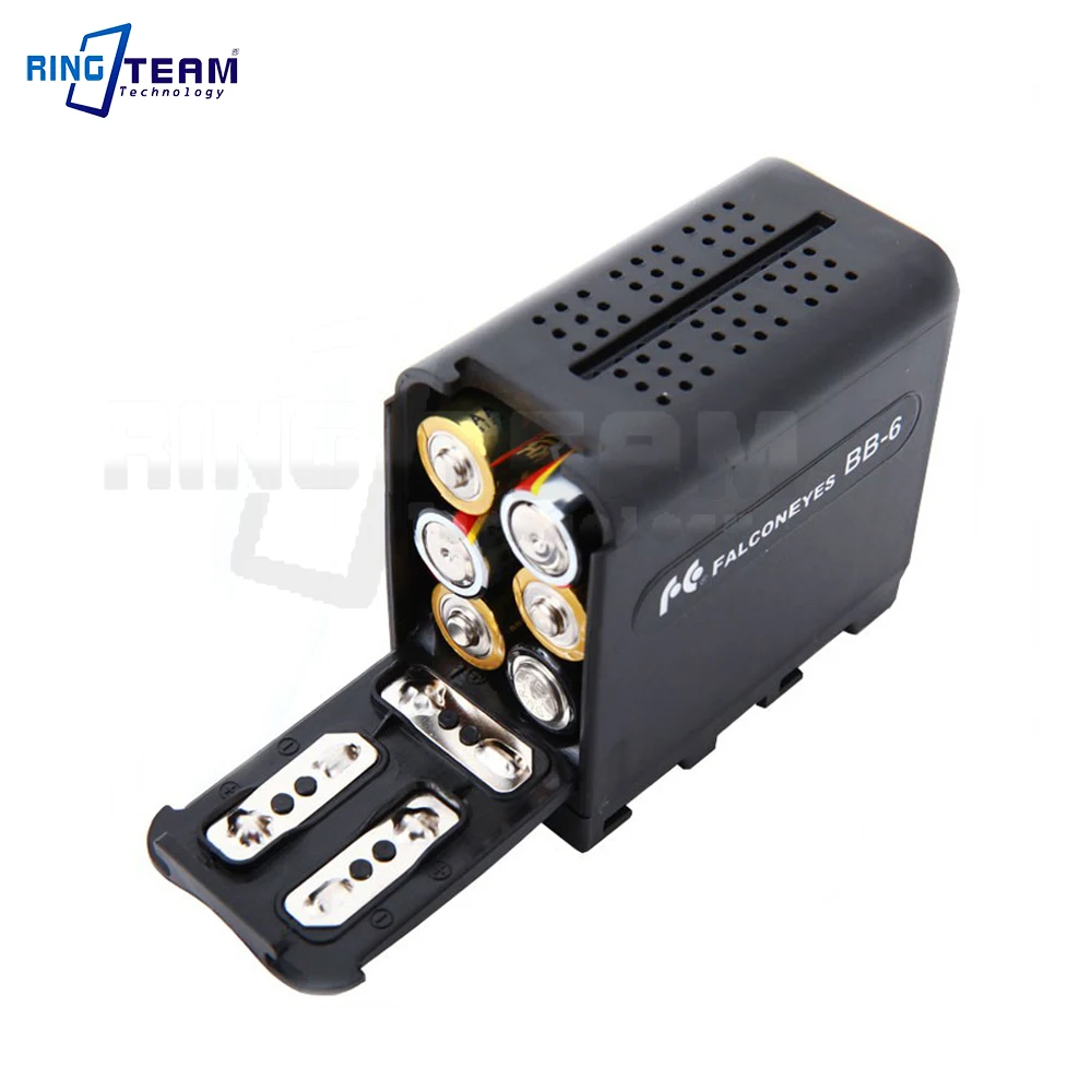 BB-6 Falcon Eyes 6 Pcs AA Battery Container Case Replace NP-F970 NP F970 NPF970 Fit LED VIDEO LIGHT Lamp Monitor Panel