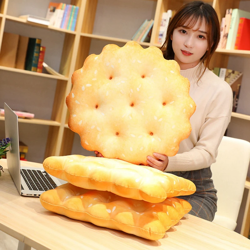 New 38CM Simulation Biscuits Pillow Plush Cushion Plush Toy Doll Kids Home Decor Biscuits Seat Cushion Chair Car Seat Cushion