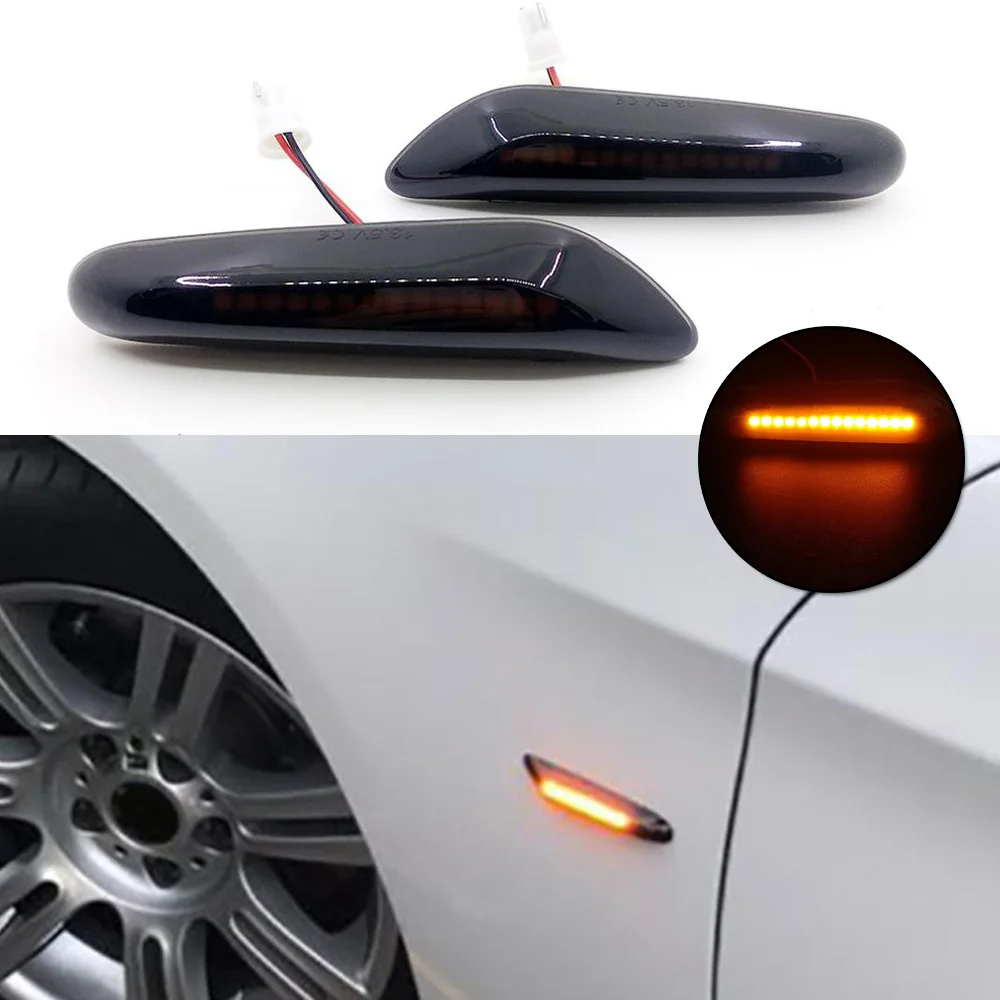 Flashing Car Turn Signal Lamps Side Marker Lights Lateral LED For BMW E90 E91 E92 E60 E87 E46 Indicator Accessories