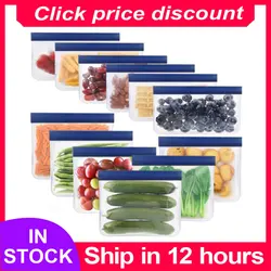 PEVA Silicone Food Storage Bag Reusable Navy Blue  Freezer Bag Leakproof Zip Lock Bags Kitchen Organizer Fresh-keeping Bag