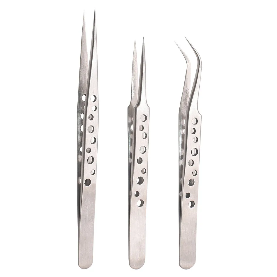 

Hot Sale With Hole Stainless Steel Metal Tweezers Sharp Pointed ST - 12 14 15 Tweezers Forceps Pincers Nipper Repair Tools