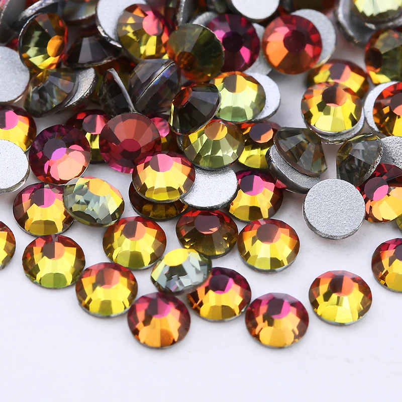 1.3mm-6.5mm Crystal Magma Color Non Hotfix/Glue On Flatback Rhinestones For Nail 3D Decorations