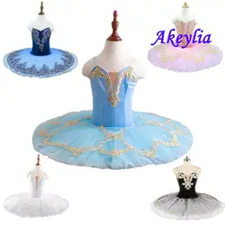 Aqua bleu professionnel Ballet Tutu crêpe classique Ballet Tutu Performance scène compétition ballerine bleu scène plateau Tutu