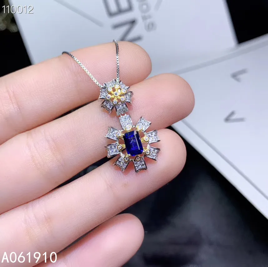 

KJJEAXCMY boutique jewelry 925 sterling silver inlaid Natural sapphire Women's pendant necklace supports detection popular