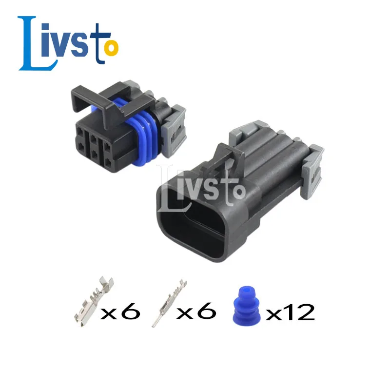 5 Set 6 Pin Metri Pack GT Delphi Waterproof Automotive Wire Connector 150 Female Male Plug 12052848 12124107